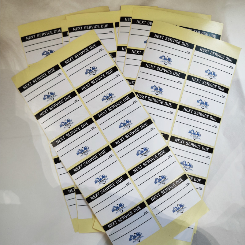 High quality car window change oil sticker label double sided printing sheet